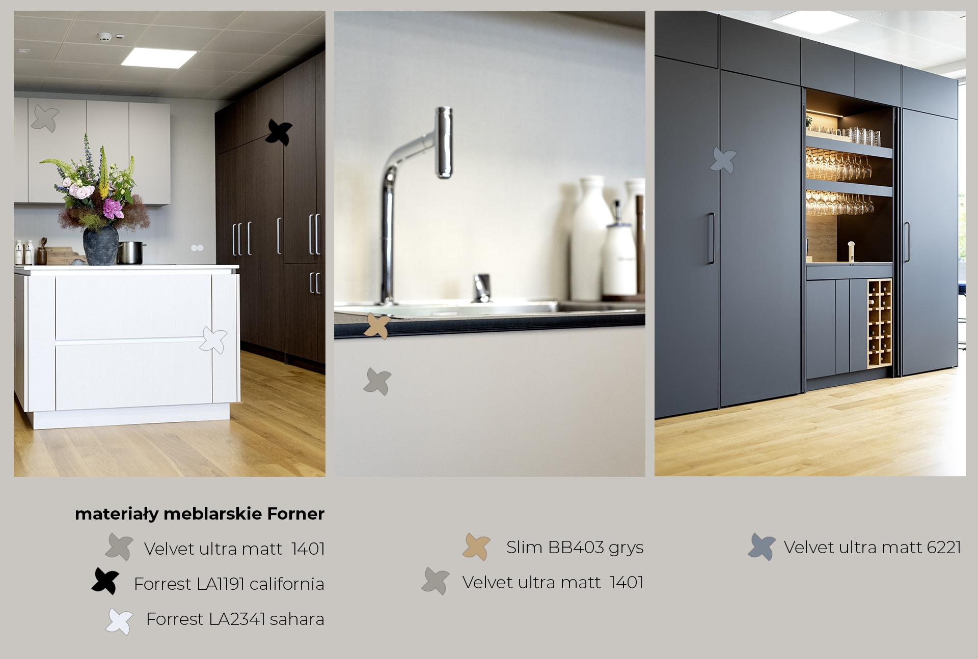 materiały meblarskie Forner w peka showroom - rozpiska